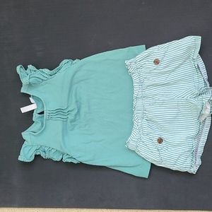 Teal and white short set